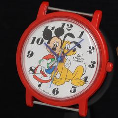 ミッキーマウス かわいい赤の腕時計 レトロなデジタル窓 美品 箱一式付 