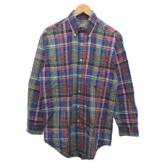 ブルックスブラザーズ BROOKS BROTHERS 極美品 ボタンダウンシャツ BDシャツ 長袖 チェック 青 マルチカラー S