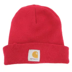 カーハート carhartt ニット帽 ビーニー 帽子 刺繍 赤 レッド ■IBO90