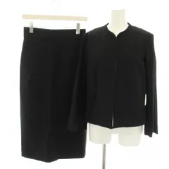 デザインワークス DESIGNWORKS スーツ セットアップ 上下 ノーカラージャケット 38 スカート ロング タイト 36 タグ付き 黒 ブラック /YT