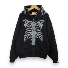 A BATHING APE 25aw SKELETON SHARK FULL ZIP HOODIE BLACK サイズM 001ZPL801314M アベイシングエイプ スケルトン フルジップ フーディー ジップパーカー BAPE 大名店