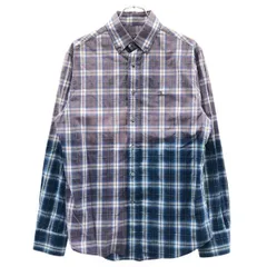 LANVIN ランバン グラデーションチェックシャツ  パープル×ブルー 39