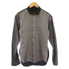コムデギャルソンオムプリュス COMME des GARCONS HOMME PLUS AD2013 カジュアルシャツ 長袖 丸襟 切替 XS グレー 黒 ブラック /BB