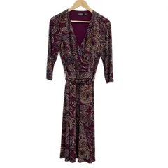 RalphLauren(ラルフローレン) ワンピース サイズ6 M レディース美品  - ボルドー×パープル×マルチ 長袖/ロング/ペイズリー柄