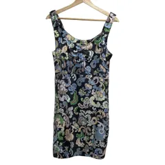 SEE BY CHLOE(シーバイクロエ) ワンピース サイズI 38 レディース美品  - ダークグレー×ブルー×マルチ ノースリーブ/ミニ/シルク/花柄