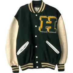 古着 70~80年代 DeLONG 袖革ウールボタンスタジャン バーシティジャケット USA製 メンズL相当 ヴィンテージ/evb033563
