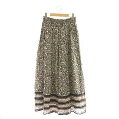 グリーンレーベルリラクシング ユナイテッドアローズ green label relaxing パネル プリント スカート ギャザー マキシ ロング 総柄 F 黒 ブラック /AT