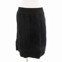 23区 オンワード樫山 フレアスカート シャドーストライプ 切替 ベロア ひざ丈 48 黒 ブラック /HO