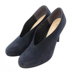 アンタイトル UNTITLED パンプス ラウンドトゥ ハイヒール スエード Vカットソー 22.5cm 紺 ネイビー /BB