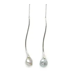 【名東】ピアス 一対 チェーンピアス バロックパール K18WG ホワイトゴールド ジュエリー 高級