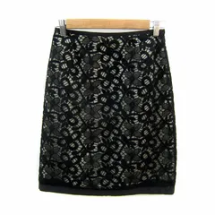 エムズグレイシー M'S GRACY フレアスカート ひざ丈 花柄 刺繍 38 M 黒 ブラック /SY11