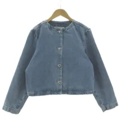 ザラ ZARA ノーカラーデニムジャケット ウォッシュ加工 コットン ブルー系 青系 M