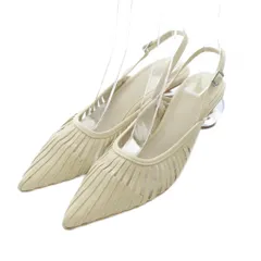 ランダ RANDA パンプス S 22.5cm ベージュ ポインテッドトゥ スリングバック メッシュ 編み込み /RI ■OS