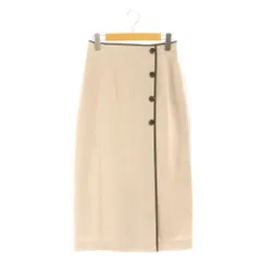 レッセパッセ LAISSE PASSE タイトスカート ロング 38 ベージュ ブラウン ボタンデザイン パイピング /CX