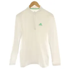 アディダス adidas スポーツ ゴルフウェア Tシャツ M 白 無地 ハーフジップ 長袖 /NS