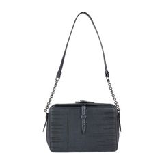 BOTTEGAVENETA ボッテガヴェネタ ショルダーバッグ 396485 ラムスキン リザード×パイソン×エナメル ブラック ガンメタル金具 イントレチャート チェーンショルダー エキゾチックレザー