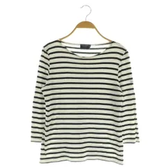 セントジェームス SAINT JAMES バスクシャツ ボーダーカットソー 七分袖 ボートネック フランス製 T0 ブラック ホワイト /MY ■OS