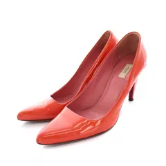 プラダ PRADA パンプス ハイヒール シューズ エナメル ポインテッドトゥ 35 朱色 レッド /YM