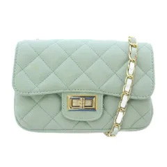 オウレンティ AULENTTI キルティングショルダーバッグ チェーン フェイクレザー ターンロック式 F 水色 ライトブルー /BB