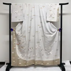 付け下げ　金駒刺繍　金彩　竹　梅　桜　楓　紋なし　着物　011tz