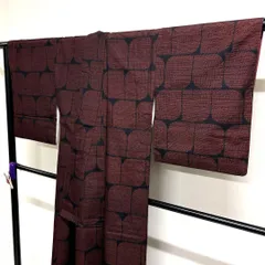 小紋　紬　幾何学模様　亀甲模様　着物　012tz