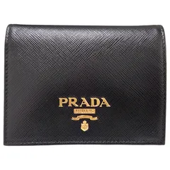 【新品】PRADA プラダ サフィアーノ マルチカラー 二つ折り 財布 ブラック ハイビスカス コンパクト ウォレット 黒 ピンク ゴールド金具 ロゴ レディース 人気 【ブランドギャラリー東心斎橋店】