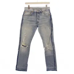 リーバイス Levi's 501 デニムパンツ ジーンズ ボタンフライ ロゴパッチ ダメージ加工 W28 L32 水色 ライトブルー 005012770 /BB
