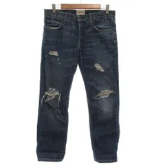 カレントエリオット CURRENT ELLIOTT デニムパンツ ジーンズ ストレッチ ダメージ加工 USA製 24 インディゴブルー /GV