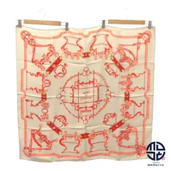 HERMES エルメス シルク カレ90 Mors et Gourmettes 大判スカーフ ブランド 小物 ファッション グレーベージュ ピンク