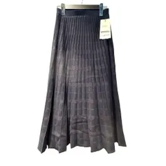 インディヴィ INDIVI タグ付き ニット スカート ミモレ ロング プリーツ 36 紺 ネイビー ■FY