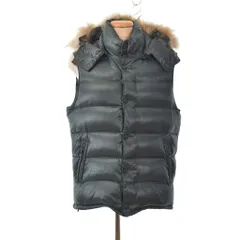 CAMP7 ダウンベスト ファー付き ジップ ボタン 緑 グリーン ドローコード XL 緑 グリーン CP-3216010