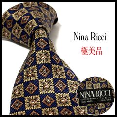 【極美品】NINA RICCI ニナリッチ ネクタイ 高級シルク ストライプ柄 NINA RICCI ニナリッチ ネクタイ シルク ネイビー 総柄 - メルカリ