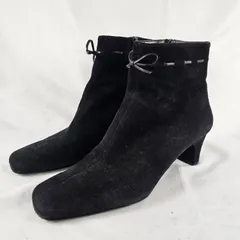【希少サイズ26cm】フェラガモ ショートブーツ スエード リボン 黒 8.5D