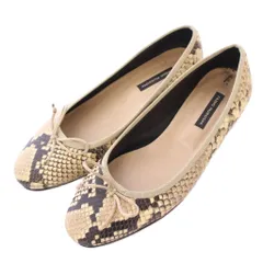 ファビオルスコーニ FABIO RUSCONI パンプス ラウンドトゥ ローヒール レザー アニマル柄 36 ベージュ /BB