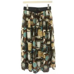 ロイスクレヨン Lois CRAYON フレアスカート ロング ミモレ 総柄 M 茶 ブラウン ベージュ 水色 ライトブルー 11004172 /HN