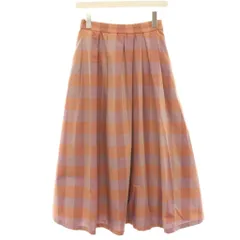 スローブ イエナ SLOBE IENA  ギンガムチェックタフタランダムタックスカート フレアスカート マキシ ロング 絹 シルク混 36 オレンジ 紫 パープル 21060912428120 /HN