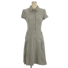 バーバリー ロンドン BURBERRY LONDON フレア ワンピース ひざ丈 半袖 ライトグレー 38