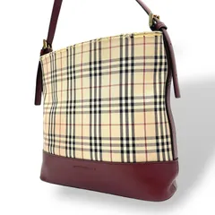 バーバリー Burberry ヴィンテージ ショルダーバッグ ハンドバッグ ノバチェック 赤 ボルドーレザー ワンショルダー C8