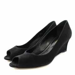 セルジオロッシ Sergio rossi パンプス オープントゥ ウエッジソール スエード 36 23.0cm 黒 ブラック 9530 /YT