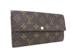 LOUIS VUITTON ルイヴィトン 財布 モノグラム ポルトフォイユ サラ M61734 ブラウン PVC レザー ユニセックス 二つ折り 長財布 ゴールド金具
