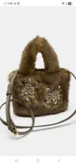 新品) ZARA ザラ ビーズ ファー バッグ