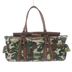 サマンサタバサ Samantha Thavasa トートバッグ ハンドバッグ 総柄 切替 茶色 緑