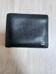 シャネル ブラック 二つ折り財布 キャビア スキン 単品 正規品