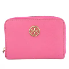トリーバーチ TORY BURCH 小銭入れ コインケース コンパクト ラウンドファスナー レザー ロゴ ピンク /BB