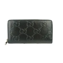 GUCCI グッチ 財布 GGエンボス ロゴマーク 625558 BLACK ブラック レザー ユニセックス パンチング ラウンドファスナー 長財布 シルバー金具 新古未使用展示品