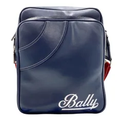 BALLY バリー ショルダーバッグ トレインスポッティング ネイビー カーフ メンズ シルバー金具 美品