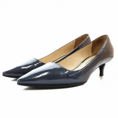 プラダ PRADA パンプス ポインテッドトゥ ヒール エナメル 34.5 紺 ネイビー /AN2