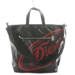 ディーゼル DIESEL トートバッグ ショルダーバック 2way ロゴ 黒 ブラック 赤 レッド /AN25