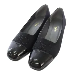 ティーイナバ t.inaba パンプス エナメル 切替 ビジュー スクエアトゥ 22cm 黒 /TK