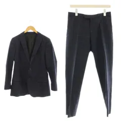 シンプリシテェ Simplicite スーツ セットアップ フォーマル ウール 46 ネイビー チェック柄 シングルブレスト 長袖 /JP